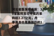 河北省医保局通报：30家医院高价中成药采购超2.27亿元，丹参最高价是最低价的110倍
