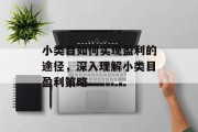小类目如何实现盈利的途径,深入理解小类目盈利策略 小类目如何实现盈利的途径,深入理解小类目盈利策略