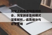 淘宝上的各类别盈利机会，淘宝创业盈利模式深度解析，品类细分与运营策略