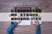 在小县城做哪些生意最赚钱，关于县城创业，赚取财富的热门行业选择