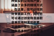 深圳是中国的一座繁华大都市,这里汇集了各种类型的公司和产业,涵盖了众多的赚钱方式。在这里,你可以找到许多高薪工作,同时也可以通过创业和自由职业来实现财富的积累。下面是一些在深圳可以赚取最多钱的职业和活动。,深圳打工狂潮,高薪工作、创业与自由职业赚钱方式详解 深圳是中国的一座繁华大都市,这里汇集了各种类型的公司和产业,涵盖了众多的赚钱方式。在这里,你可以找到许多高薪工作,同时也可以通过创业和自由职业来实现财富的积累。下面是一些在深圳可以赚取最多钱的职业和活动。,深圳打工狂潮,高薪工作、创业与自由职业赚钱方式详解