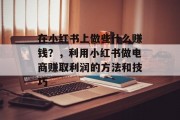 在小红书上做些什么赚钱？，利用小红书做电商赚取利润的方法和技巧