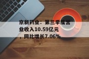 京新药业：第三季度营业收入10.59亿元，同比增长7.06%