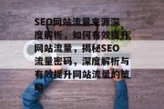 SEO网站流量来源深度解析，如何有效提升网站流量，揭秘SEO流量密码，深度解析与有效提升网站流量的策略