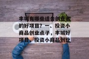 丰城有哪些适合创业者的好项目？一、投资小商品创业点子，丰城好项目，投资小商品创业