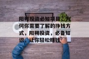 阳朔投资必知项目,为何你需要了解的挣钱方式,阳朔投资,必备知识,让你轻松赚钱 阳朔投资必知项目,为何你需要了解的挣钱方式,阳朔投资,必备知识,让你轻松赚钱