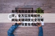 如何高效设置网站关键字，全方位攻略解析，网站关键词优化全攻略，高效设置指南解析