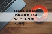 COMEX 黄金期货上半年累涨 12.8%：2336.9 美元/盎司