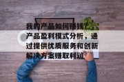 我的产品如何赚钱?,产品盈利模式分析,通过提供优质服务和创新解决方案赚取利润 我的产品如何赚钱?,产品盈利模式分析,通过提供优质服务和创新解决方案赚取利润