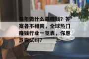 每年做什么最赚钱?答案各不相同,全球热门赚钱行业一览表,你愿意尝试吗? 每年做什么最赚钱?答案各不相同,全球热门赚钱行业一览表,你愿意尝试吗?