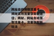 网站自动领取流量卡，揭秘高效流量获取新途径，揭秘，网站自动领取流量卡，流量获取新玩法