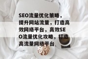 SEO流量优化策略，提升网站流量，打造高效网络平台，高效SEO流量优化攻略，打造高流量网络平台