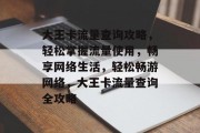 大王卡流量查询攻略，轻松掌握流量使用，畅享网络生活，轻松畅游网络，大王卡流量查询全攻略