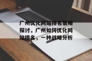 广州优化网站排名策略探讨，广州如何优化网站排名，一种战略分析