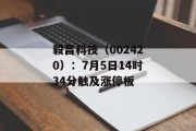 毅昌科技（002420）：7月5日14时34分触及涨停板