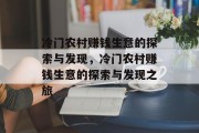 冷门农村赚钱生意的探索与发现，冷门农村赚钱生意的探索与发现之旅
