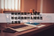 粉丝问我做什么赚钱_粉丝问我做什么赚钱怎么回复