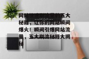 网站快速刷流量的五大秘籍，让你的网站瞬间爆火！瞬间引爆网站流量，五大刷流秘籍大揭秘