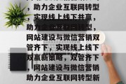 网站建设微信营销公司，助力企业互联网转型，实现线上线下共赢，助力企业互联网转型，网站建设与微信营销双管齐下，实现线上线下双赢新策略，双管齐下，网站建设与微信营销助力企业互联网转型新篇章