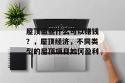 屋顶做些什么可以赚钱？，屋顶经济，不同类型的屋顶项目如何盈利