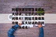 网站快速获取流量的五大秘诀，让您的网站瞬间爆火！网站流量爆发攻略，五大秘诀助您网站一夜成名！