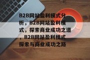 B2B网站盈利模式分析，B2B网站盈利模式，探索商业成功之道，B2B网站盈利模式探索与商业成功之路