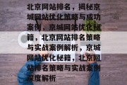 北京网站排名，揭秘京城网站优化策略与成功案例，京城网站优化秘籍，北京网站排名策略与实战案例解析，京城网站优化秘籍，北京网站排名策略与实战案例深度解析