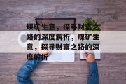 煤矿生意，探寻财富之路的深度解析，煤矿生意，探寻财富之路的深度解析