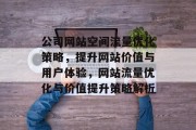 公司网站空间流量优化策略，提升网站价值与用户体验，网站流量优化与价值提升策略解析