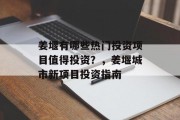 姜堰有哪些热门投资项目值得投资？，姜堰城市新项目投资指南