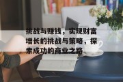 挑战与赚钱，实现财富增长的挑战与策略，探索成功的商业之路