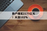 散户爆买2175亿元！大涨182%