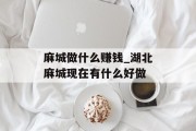 麻城做什么赚钱_湖北麻城现在有什么好做