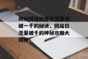 揭秘网站快速日流量突破一千的秘诀，网站日流量破千的神秘攻略大揭秘