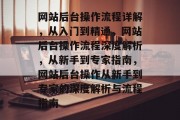 网站后台操作流程详解，从入门到精通，网站后台操作流程深度解析，从新手到专家指南，网站后台操作从新手到专家的深度解析与流程指南