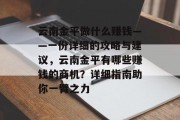 云南金平做什么赚钱——一份详细的攻略与建议,云南金平有哪些赚钱的商机?详细指南助你一臂之力 云南金平做什么赚钱——一份详细的攻略与建议,云南金平有哪些赚钱的商机?详细指南助你一臂之力