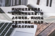 揭秘网站流量总排名，如何提升网站流量，抢占市场先机，揭秘网站流量提升策略，抢占市场制高点的秘籍