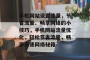 手机网站设置流量，节省流量、畅享网络的小技巧，手机网站流量优化，轻松节省流量，畅享高速网络秘籍
