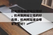 杭州哪些做网站公司好，杭州做网站公司的好选择，杭州网站建设哪家比较好？