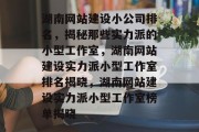 湖南网站建设小公司排名，揭秘那些实力派的小型工作室，湖南网站建设实力派小型工作室排名揭晓，湖南网站建设实力派小型工作室榜单揭晓