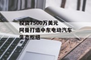 投资7500万美元 阿曼打造中东电动汽车生态枢纽