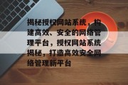 揭秘授权网站系统，构建高效、安全的网络管理平台，授权网站系统揭秘，打造高效安全网络管理新平台