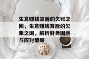 生意赚钱背后的欠账之困，生意赚钱背后的欠账之困，解析财务困境与应对策略