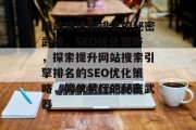 网站快速刷排名的秘密武器，SEO优化策略，探索提升网站搜索引擎排名的SEO优化策略，简单易行的秘密武器