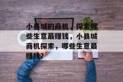 小县城的商机，探索哪些生意最赚钱，小县城商机探索，哪些生意最赚钱？