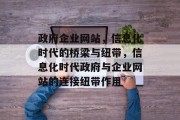 政府企业网站，信息化时代的桥梁与纽带，信息化时代政府与企业网站的连接纽带作用