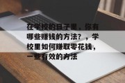 在学校的日子里，你有哪些赚钱的方法？，学校里如何赚取零花钱，一些有效的方法