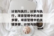 计划与执行，计划与执行，项目管理中的关键步骤，项目管理中的关键步骤，计划与执行