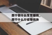 西宁做什么生意赚钱_西宁什么行业赚钱快