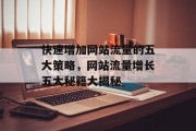 快速增加网站流量的五大策略，网站流量增长五大秘籍大揭秘